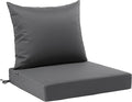 Favoyard Outdoor Patio Seat Cushions Set, 24x24 Inch, Waterproof, Dark Gray | Fade-Resistant, Removable Cover, Deep Seat & Back Cushion, Tie Straps for Patio Furniture, Garden, Rocking Chair, Sofa Couch by OutdoorFurnitureAccessories