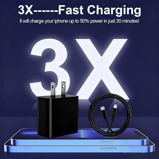 iPhone Charger Fast Charging, USB C Charger Block, 6FT/10FT Lightning Cable | For Apple iPhone 14/13/12/11 Series, 2-Pack USB C to Lightning Cables, AirPods with Lightning Charging Case,Black - Image 4