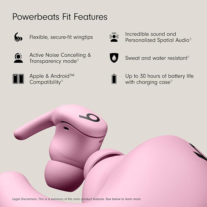 Beats - Powerbeats Fit - Wireless Noise-Cancelling Workout Earbuds with Ultimate Secure Fit with USB-C Charging Cable (1.5m) - Power Pink - Image 2