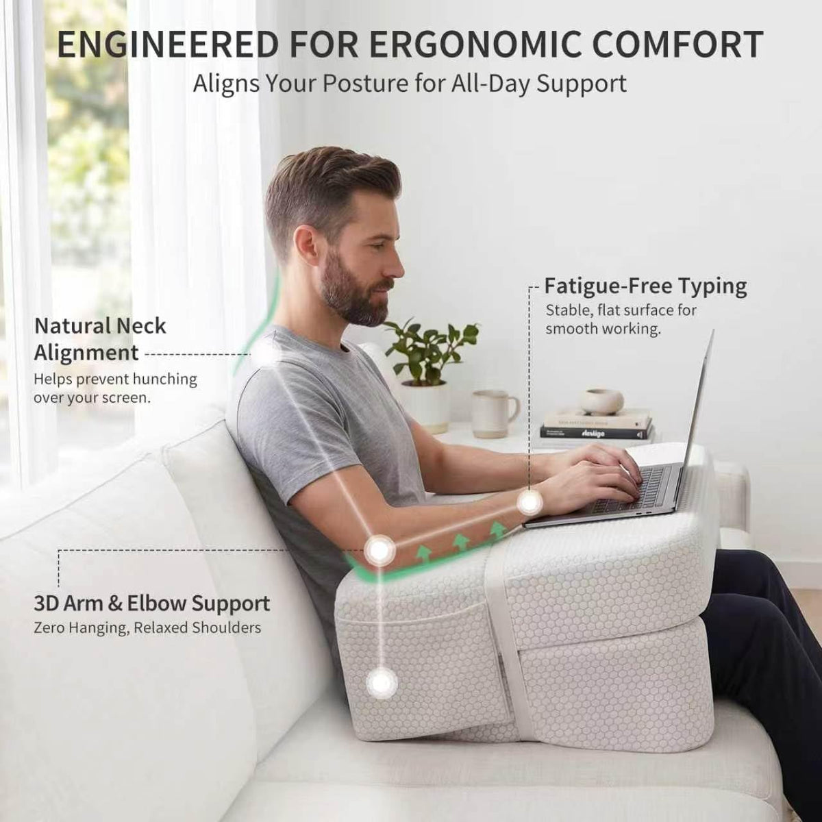 Foldable Lap Desk Pillow - Armrest, Laptop Cushion for Couch & Bed - Image 3
