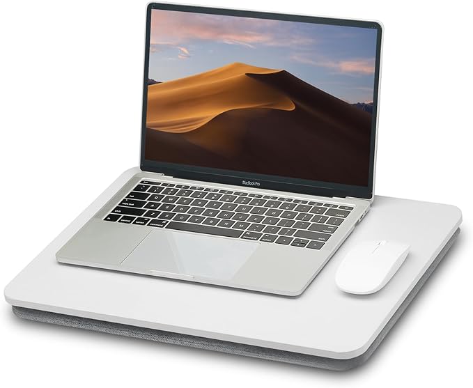 ZEAPTAC Portable Lap Laptop Desk with Pillow Cushion, Fits up to 15.6 inch Laptop, Lap Stand for Bed & Couch & Carpet, Book Tablet/Drawing Board/Computer Laptop Stand - White by ZEAPTAC