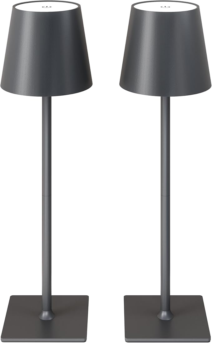 CHLORANTHUS 2 Pack Cordless Table Lamps, 3 Colors Stepless Dimming, 5000mAh Rechargeable Battery LED Desk Lamp for Bedroom/Couple Dinner/Desk/Cafe/Dining Room/Terrace by CHLORANTHUS