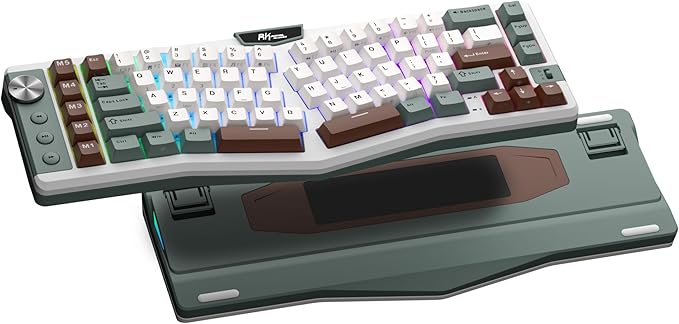 RK ROYAL KLUDGE A72 Alice Ergonomic Wireless Mechanical Keyboard,Split Ergo | Gasket RGB Gaming Keyboard w/Knob/Macro Keys/Touchable Nameplate, BT/2.4GHz/USB-C, 5-Layer Noise Dampening, Win/Mac Software by RKROYALKLUDGE