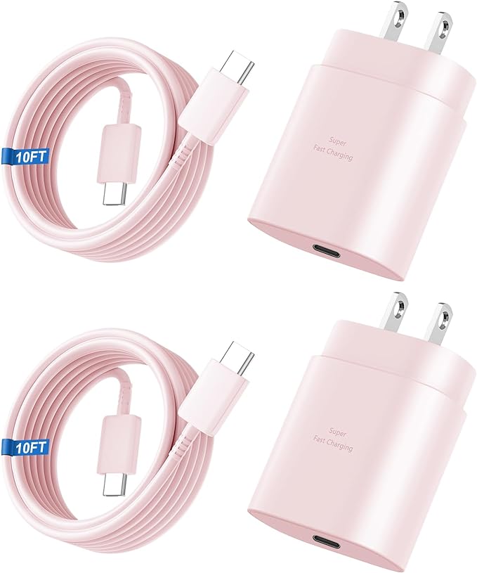Super Fast Charger Type C, 25W USB C Wall Charger Fast Charging for Samsung Galaxy S26 Ultra/S26/S26+/S25 Ultra/S25/24 Ultra/S24/S23 Ultra/S22 Ultra with 10FT Long Android Type C Charger Cable 2Pack by Vilive
