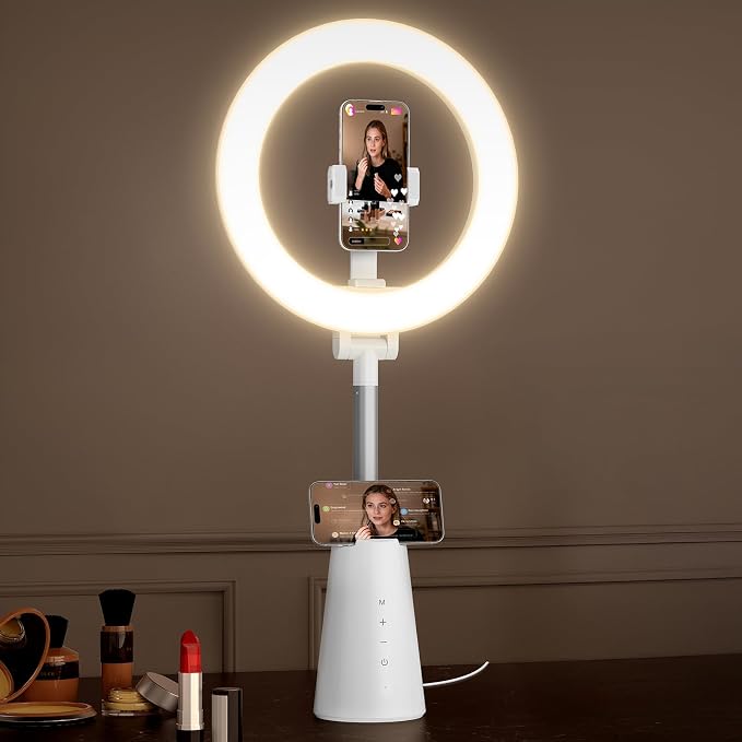Ring Light for Makeup and Video Recording, 11" Desk Ring Light with 13.5" Stand & Phone Holders, Touch Control, Dimmable LED Selfie Light for Makeup, Video, Zoom Calls, Live Stream, YouTube&TikTok by Halluv