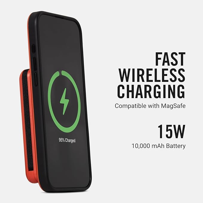 Ridge 20W Magnetic Power Bank Battery Pack 10,000mAh - Fast Charging, Compatible with MagSafe - Portable Charger Flight-Safe Travel Powerbank - Built-in Cables & Magnetic Attachment (Basecamp Orange) - Image 2
