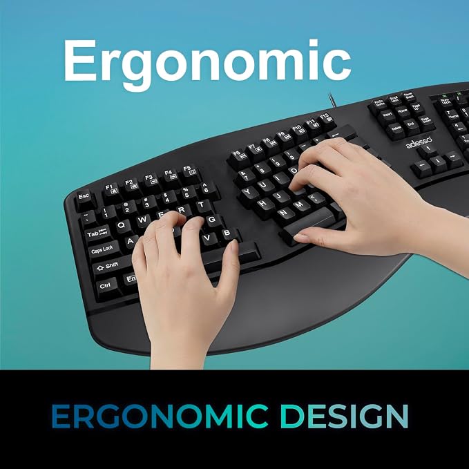 Adesso EasyTouch 150 Wired Mechanical Keyboard, Integrated Palm Rest | Ergonomic, Cherry MX Brown Switches, Dedicated Copilot AI Hotkey, Full-Sized Layout with Numeric Pad, Comfortable Typing - Image 9
