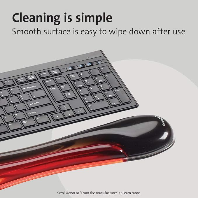 Kensington Duo Gel Keyboard Wrist Rest - Red (K62398AM) | Ergonomic gel cushioning, non-skid backing, supports wrists during extended typing - Image 6