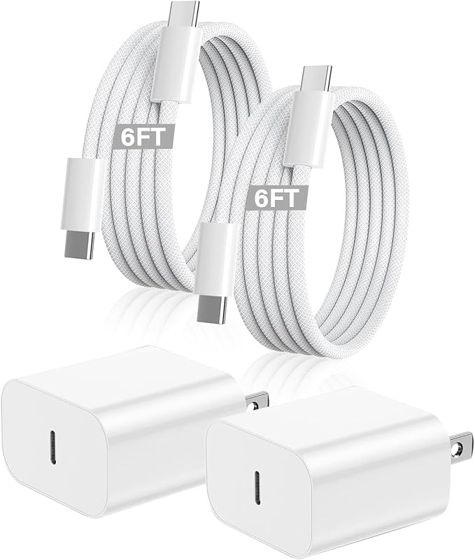 iPhone 17 16 Charger,2Pack USB C Fast Charger Apple Charge Type C Fast Charging Block&6FT USB C to C Woven Cable Cord for iPhone 17 Pro Max/17 Pro/Air/16 Plus/16E/15 Series/iPad Pro/Air/Mini by BikeAnything