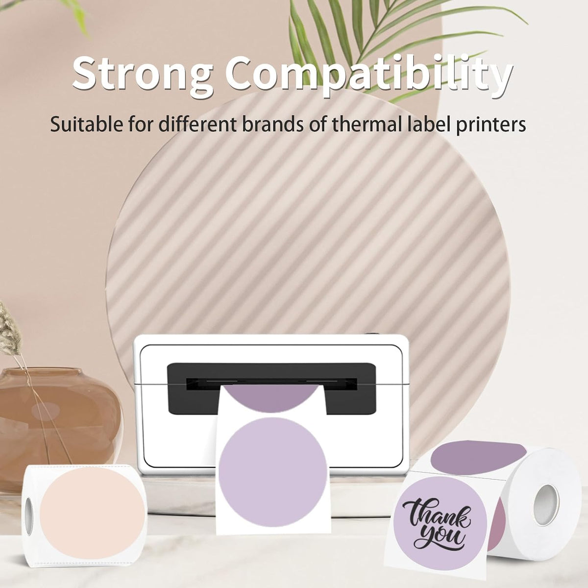3 Inch Thermal Label,Purple Round Thermal Printer Label,Waterproof Thermal Stickers for DIY Logo Design,Name Tag,Thanks Card 300 Labels/Roll - Image 3