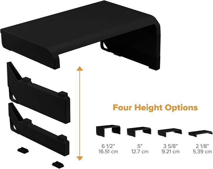 Bostitch Office Konnect Adjustable Monitor Stand Riser, 4 Height Adjustments, Built-In Cable Management, Rubber Feet - Black - Image 5