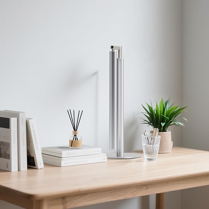 Silver LED Desk Lamp, 16" Dimmable Metal Desk Light with Base, 15W 1200LM, Adapter Included, Color & Brightness Adjustable, Modern Tall Table Lamp for Home Office Reading Study Task Laptop - Image 9