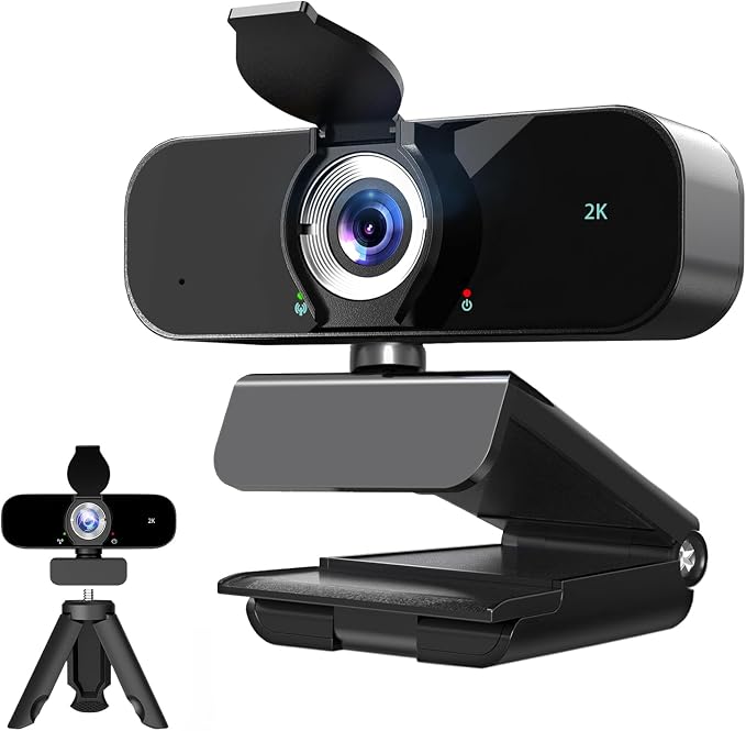 Webcam for Computer, USB Plug&Play, Auto Low Light Correction, Privacy Cover, Tripod, Wide Angle for Meeting/Online Video/Zoom, Web Cam with Microphone (4K) by Unknown