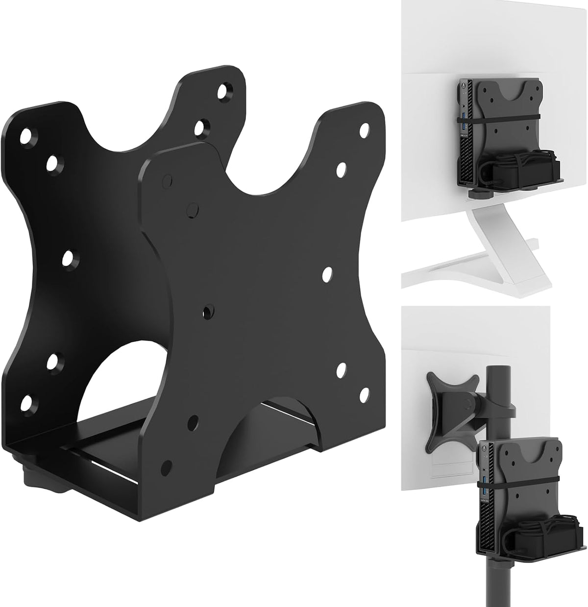 Adjustable Mini PC Vesa Mount Bracket Behind Monitor, Under Desk, Attached to Monitor Arm, Wall or Stand Pole for HP, Dell, KAMRUI, Mac Mini, GMKtec, Cable Boxes, Wi-Fi Routers and Small CPUs by Yimaut