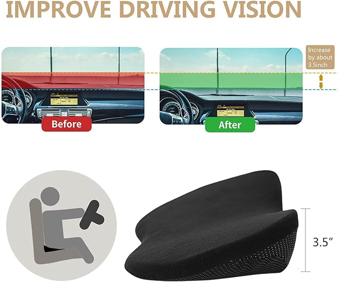 Livtribe Car Seat Cushion - Memory Foam Car Seat Pad - Sciatica & Lower Back Pain Relief - Car Seat Cushions for Driving - Road Trip Essentials for Drivers(Classic Black) - Image 5