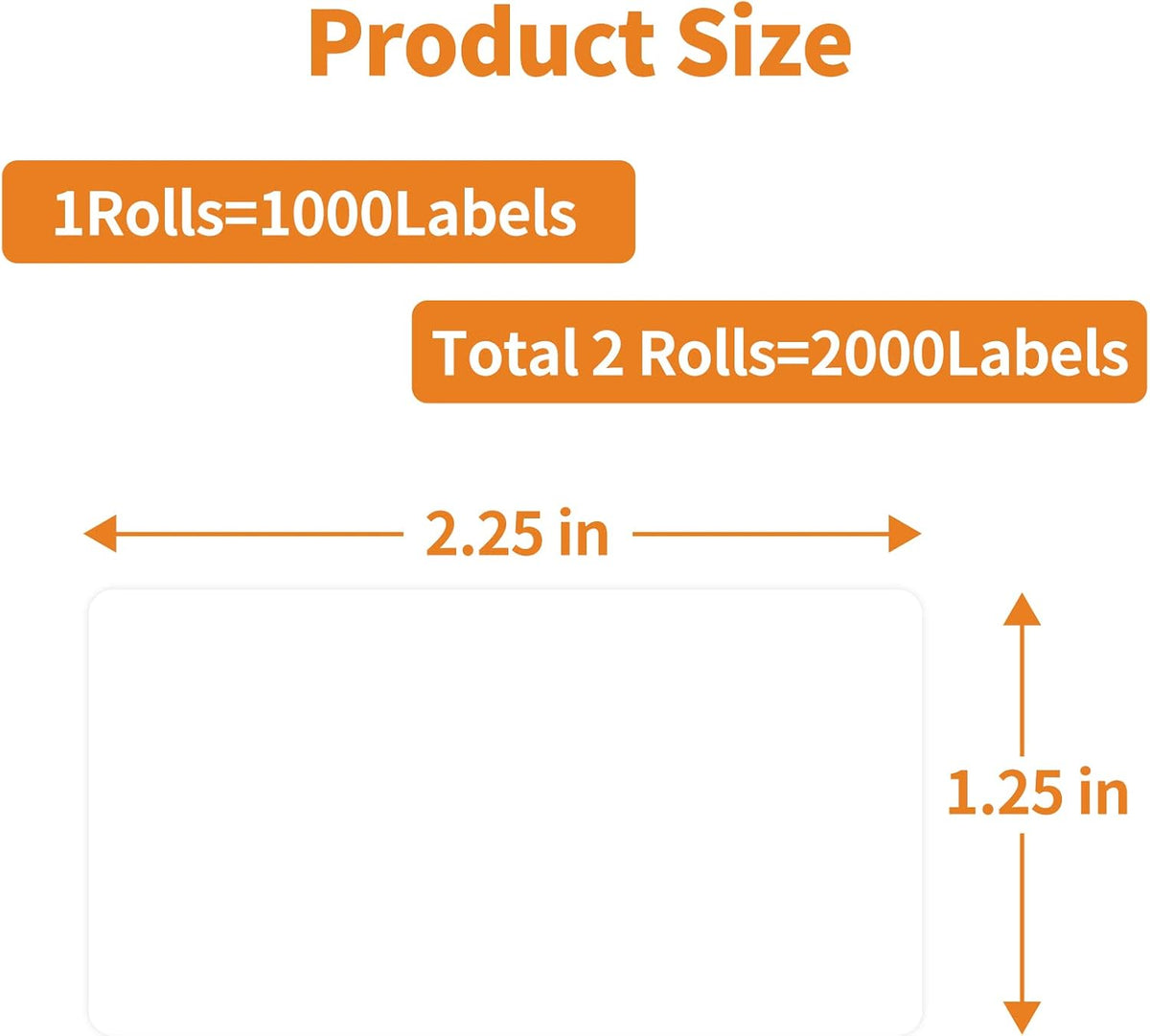 MFLABEL 2 Rolls Thermal Shipping Labels (2000 Labels) - 2.25 x 1.25 Inch Direct Thermal Perforated Stickers for FBA, Barcode, SKU, Packaging – Compatible with Zebra, Rollo, Munbyn Thermal Printers - Image 2