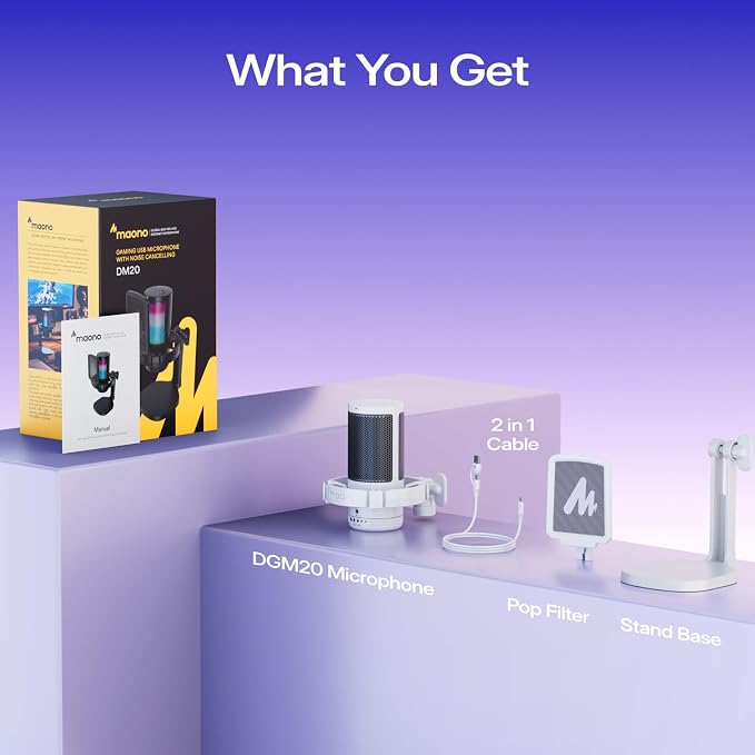 MAONO DGM20 USB Gaming Microphone for PC with Clear Voice & RGB Lighting | Noise Reduction, Tap-to-Mute, Gain Control and Plug & Play for Discord, Streaming, Podcasting, Chat and PS5/PS4 Gaming - Image 8