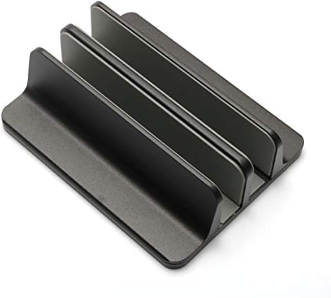 Universal Laptop Vertical Stand, Dual Desktop Adjustable Notebook Stand (up to 17.3 inches) for Samsung/HP/Dell/Chrome Book laptops (Black) - Image 6