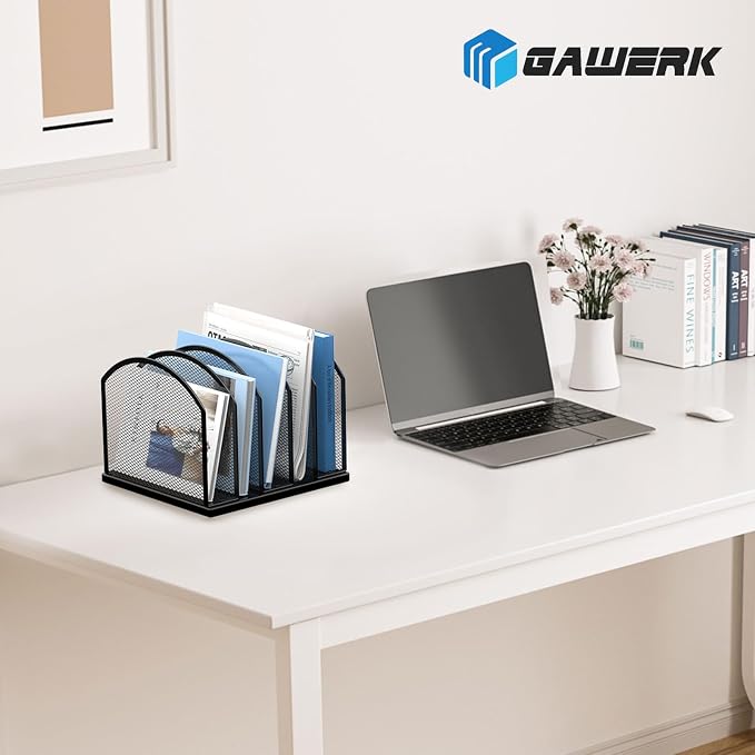 Gawerk 5-Section Vertical Desktop Organizer, 5-Section Mesh File Folder Stand Sorter for Office Home Classroom Organization - Image 7