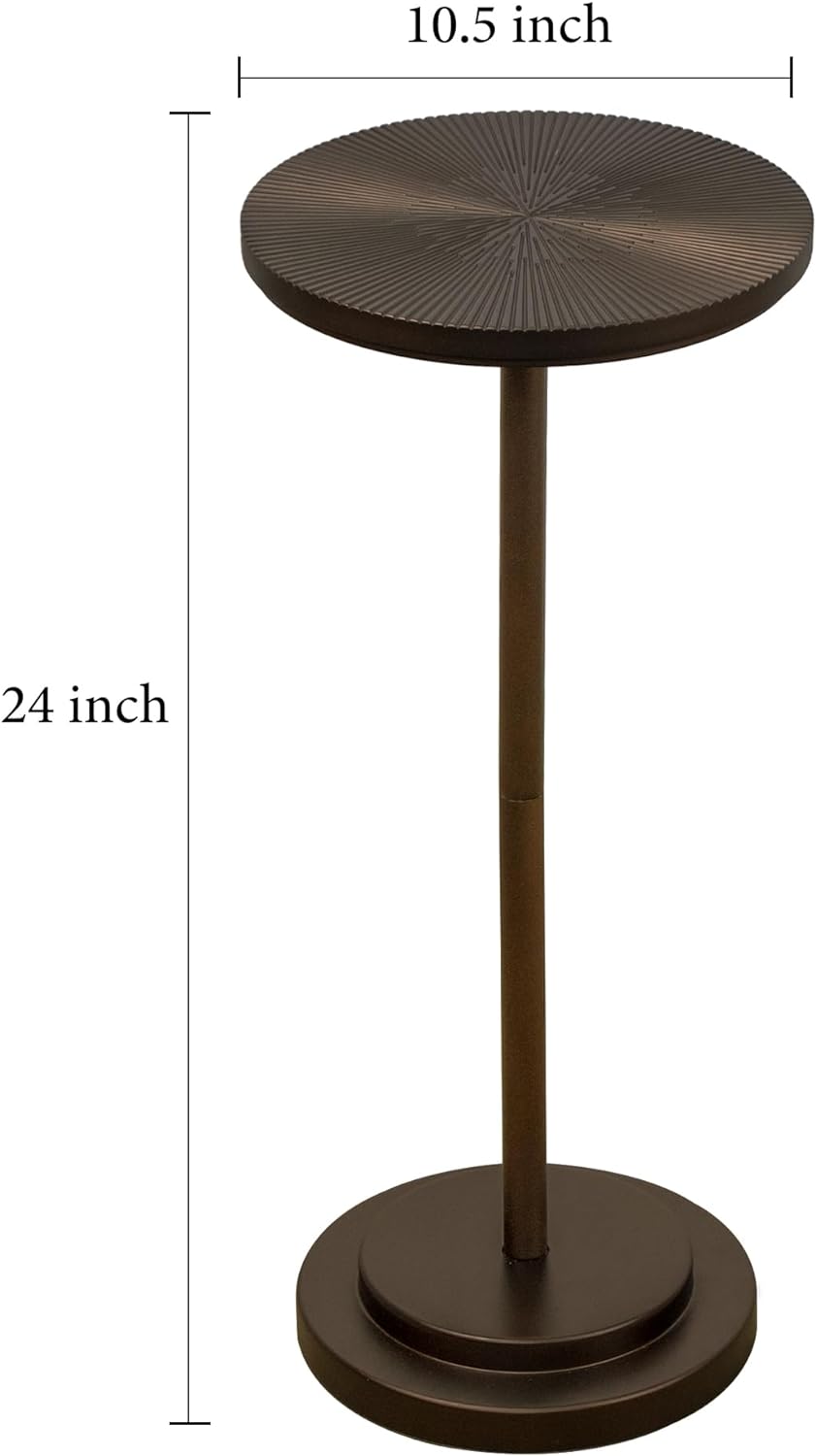 COVLON Drink Table, Carved Table Top Martini Table, Small Side Table, Weighted Base Pedestal Table for Living Room, Bedroom, Bathroom, Brown - Image 2