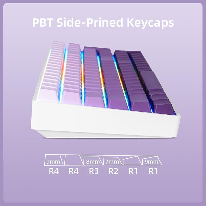 ZORNHER ZH100 Wireless Mechanical Keyboard,98% Purple Creamy Keyboard with Number Pad,Full Size Gaming Keyboard,Lighted Up PBT Dipped Keycaps,Creamy Sounding Linear Switches - Image 4