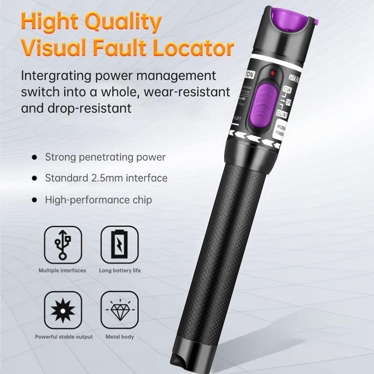 Moocci 3 Pcs Visual Fault Locator Fiber Optic Tester - Fiber Optic Cable Tester Meter with FC to LC Adapter - Tools Kit for FC/SC/ST/LC Connector,Network Cable Test - Green Purple Blue - Image 2