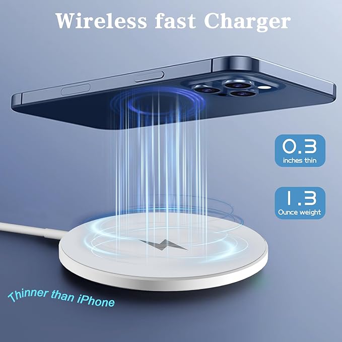 Magnetic Wireless Charger 2Pack Apple 10FT Magsafe Charger,Fast Mag-Safe Charging Wireless iPhone Charger Pad with Charging Plug for iPhone 16Pro Max/16Pro/16Plus/15Pro Max/15/14/13/12/AirPods3/Pro 2 - Image 5