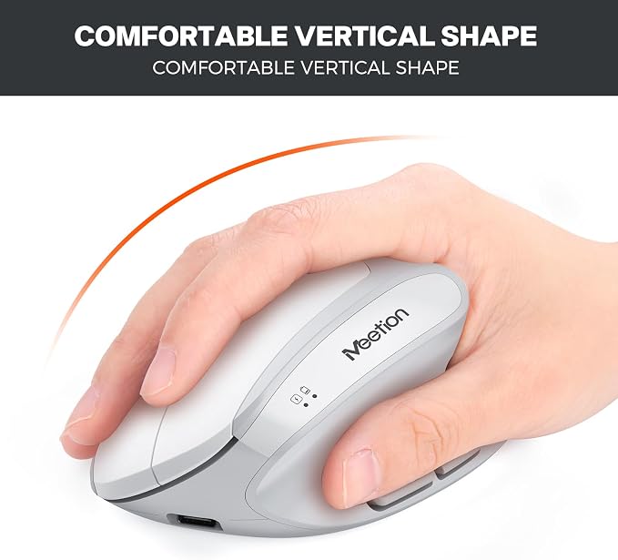 MEETION Ergonomic Keyboard and Mouse Combo, Split Wireless Design, Gray | 2.4G split keyboard with cushioned palm rest and vertical mouse, full-size natural typing design, for Windows and Mac - Image 8