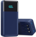 Portable Charger Power Bank 50800mAh,25W USB C Fast Charging Battery Pack with 3 Built in Cables & LED Display,6 Output 2 Input Travel Essentials Phone Charger for iPhone 17/16/15,Android etc (Blue) by Pxwaxpy