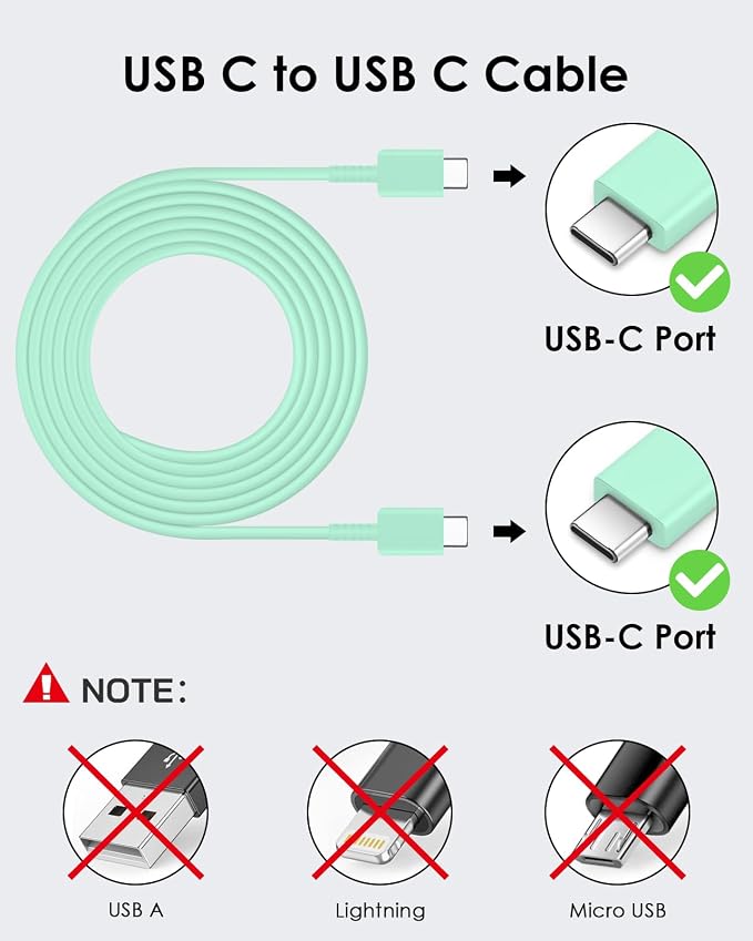 AISNI USB C Charger, 2 Pack 25W Type C Charger Fast Charging with USBC Chargers Cable 6 FT Android Phone Charge for Galaxy S25/ /S24/S23+/S22/S21/S20/Phone 17 16 15 Pro Max 16 15 Plus-Green - Image 3