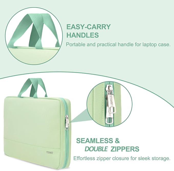 Ytonet Laptop Case 16 inch, 15-15.6 Inch TSA Laptop Sleeve with Handle | Compatible with MacBook, HP, Dell, Lenovo, Asus Notebook, Water Resistant, Gifts for Men Women, Mint Green - Image 3