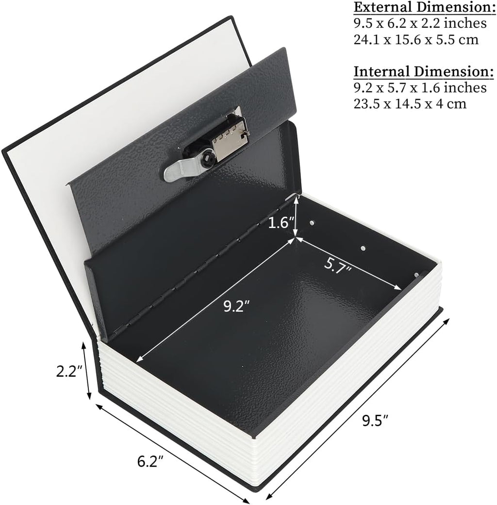Decaller Book Safe with Combination Lock, Diversion Hidden Secret Metal Lock Box for Home Security, Money & Jewelry, 9.5" x 6.2" x 2.2", Dictionary Black - Image 5