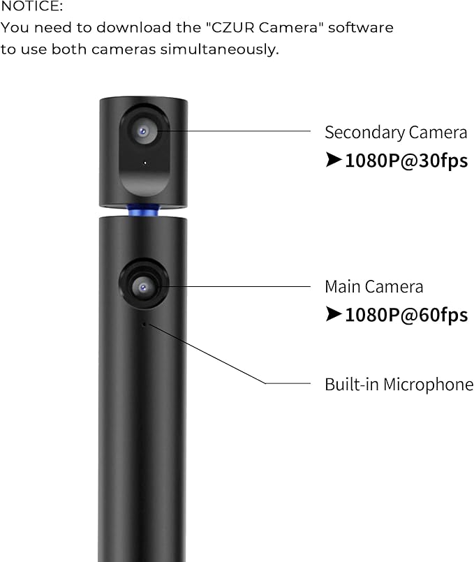 CZUR Halo X Pro Dual Webcam for PC, 1080P Web Camera with Microphone | USB Camera for Computer, 90° View, Plug & Play, Compatible with Windows&Mac, for TikTok/YouTube/Yahoo Messenger - Image 2