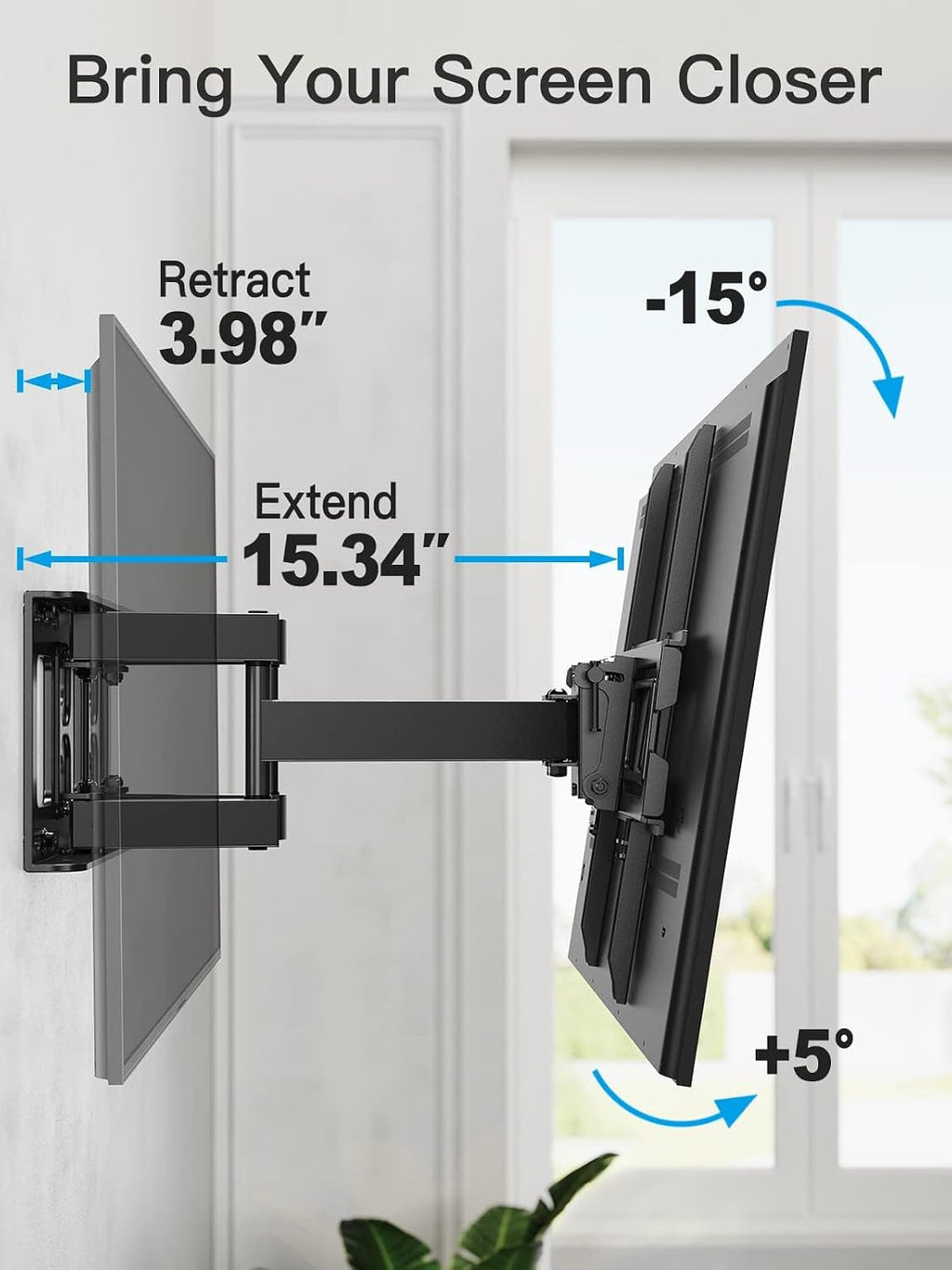Pipishell Full Motion TV Wall Mount for 26–74 inch TVs up to 99 lbs - Image 8