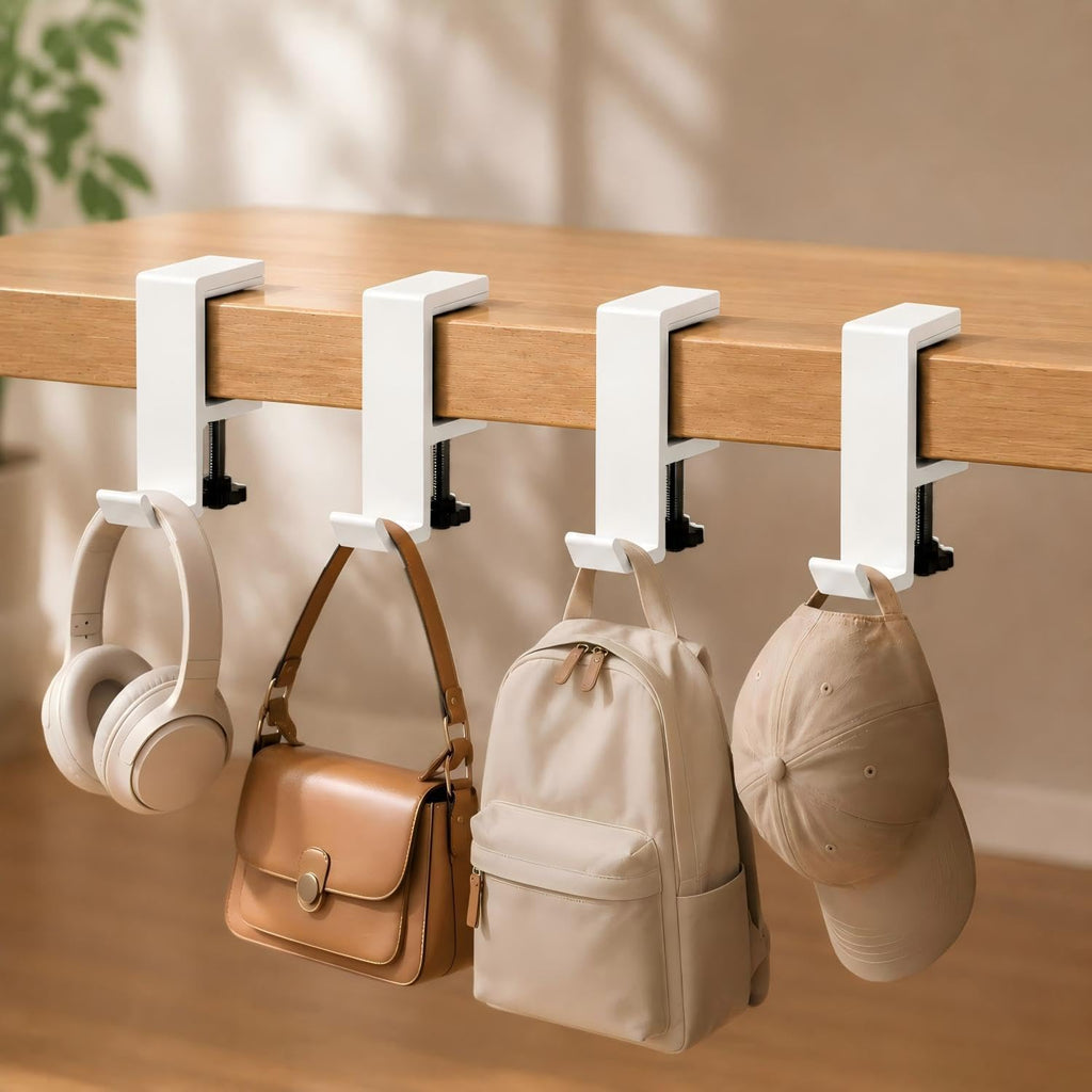 Headphone Stand - Aluminum Alloy Headphone Holder, Under Headset Stand for Desk Fit for PC Gaming Headset Hanger Hook Suitable for Office, Computer, Student Class Desk, Handmade Creator Table (White) - Image 9