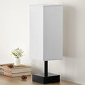 aooshine Small Bedside Table Lamp for Bedroom - Square Grey Fabric Shade | Inline Rocker Switch, Corded Electric, Bulb Not Included, 12.8" Mini Table Lamp for Nightstand, Desk, Dorm, Office by Aooshine