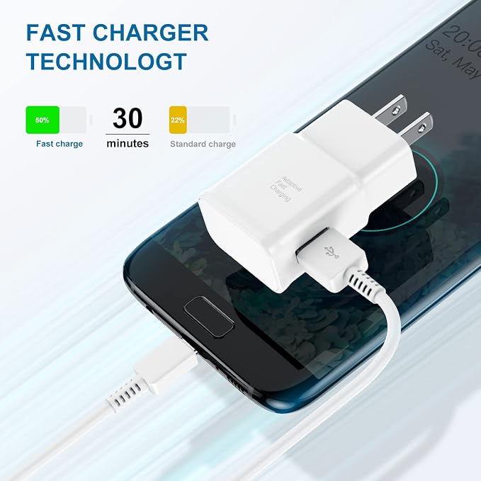 Type C Charger Fast Charging, 2Pack USB C Android Phone Charger&3ft Cables | Wall Charger Blocks &2x 3ft USB-C cables for Samsung Galaxy S8/S9/S10 Plus/S10e/S20/S21 Ultra/Plus, Note 8/9/10,Pixel3 White - Image 2