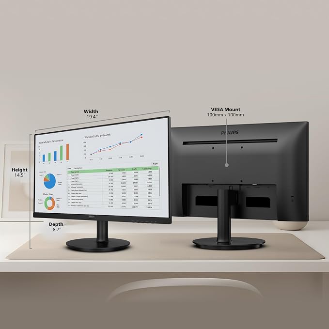 Philips 22 Inch Computer Monitor FHD 100Hz VA VESA Flicker-Free, 221V8LB | 1920×1080 LED Monitor, 4ms GtG, Adaptive Sync, HDMI 1.4, Tilt Adjust, Low Blue Light, 4yr Advance Replacement Warranty - Image 7