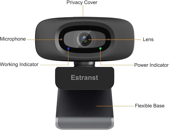 2K Quad HD Webcam with Privacy Cover & Noise-Canceling Microphone & USB C Adapter, Video Web Streaming Camera for PC Computer Desktop Laptop Mac Zoom Teams &More, 2pcs Cable Organizer - Image 7