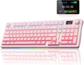 AULA S98 Pro Wireless Mechanical Keyboard with Screen & Knob,2.4GHz/USB-C/BT5.0 Hot Swappable Pink Creamy Keyboard,Pre-lubed Linear Switches,Side Printed PBT Keycaps,RGB Backlit Gaming Keyboards by AULA