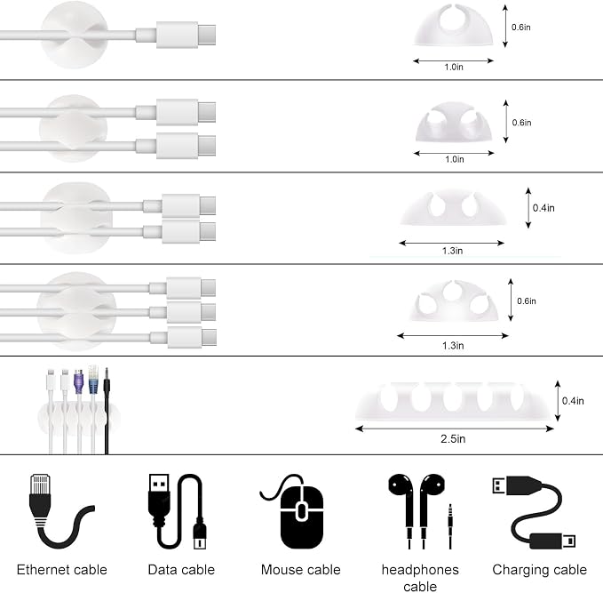 137PCS Cable Management Kit 4 Cable Sleeve Split 100 Cable Zip Ties 10 Cable Clips 15 Adhesive Wall Cable Tie 10 Cable Zip Tie for TV Computer Office Home Under Desk - Image 2