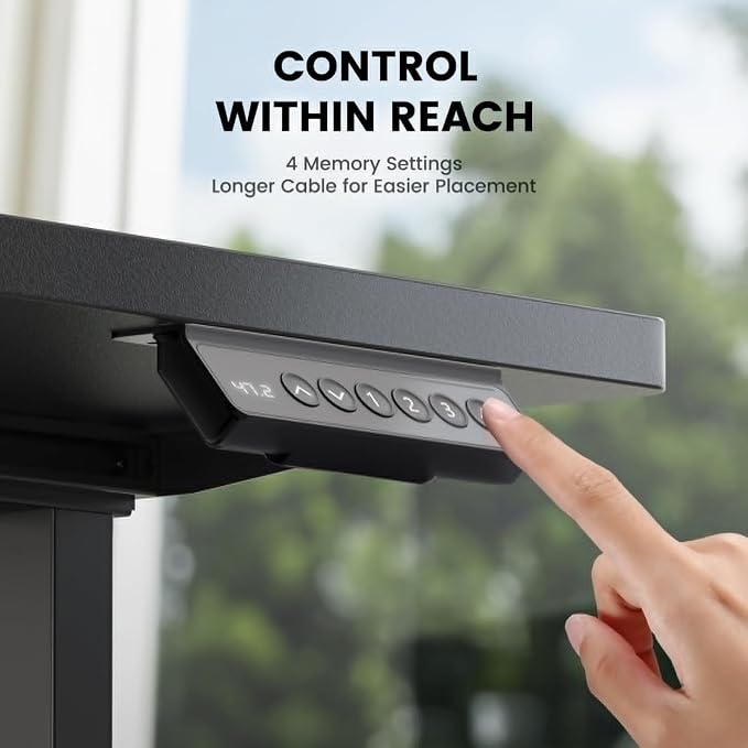 ErGear Dual Motor Standing Desk Legs for 44-90 inch Desktops, 264 lbs | 4 Memory Presets, Cable Tray, Dual Hooks, 28-47 inch Height Range, DIY Sit Stand Frame, Black Finish, Quiet Lifting, Black - Image 6