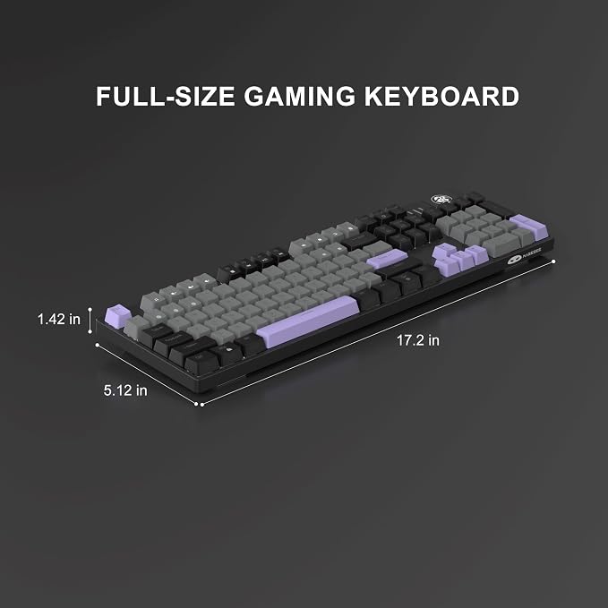 MageGee MK-Storm Mechanical Gaming Keyboard, 104 Keys Wired Light Up Keyboard with Linear Red Switch, Ice Blue Backlit, Double-Shot Keycaps, N-Key Rollover for Laptop, Desktop, PC (Twilight Purple) - Image 7