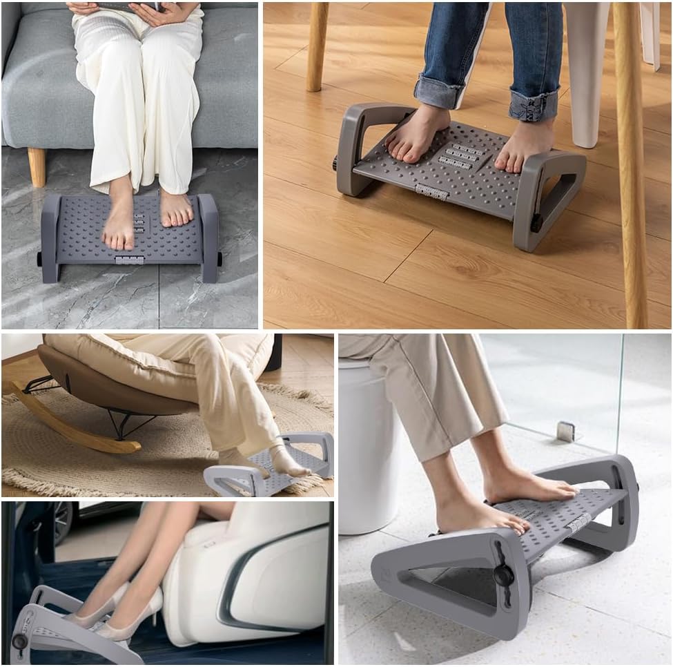 Foot Rest for Under Desk At Work, Six Heights Adjustable Foot Stool - Image 7