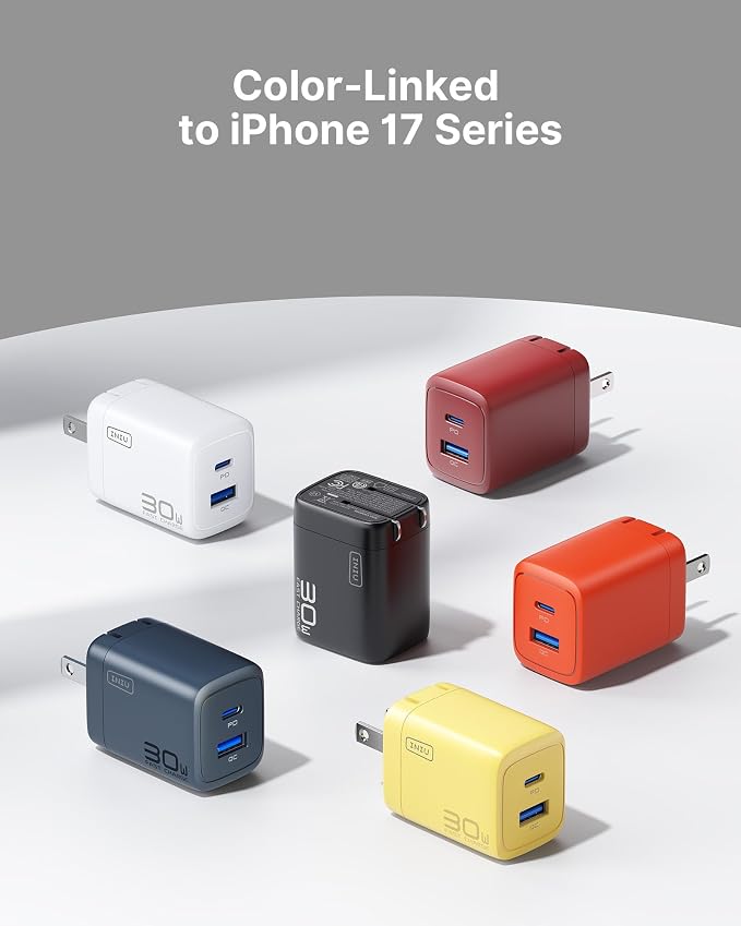 INIU Mini USB C Charger, 30W GaN Fast Charging ETL Certified Wall Adapter Block with Smart Phone Protection, Dual Port with 5ft Type C Cable for iPhone 17 iPad Samsung Google Switch etc [1-Pack Black] - Image 6
