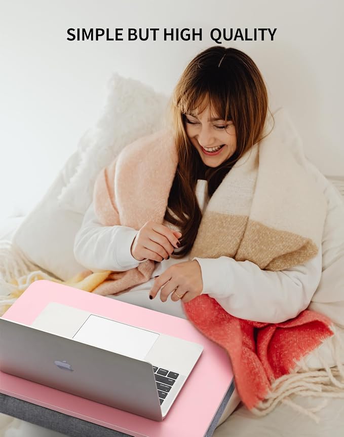 ZEAPTAC Lap Desk with Pillow Cushion, Portable Bed Desk, Fits up to 15.6 inch Laptop, Lap Stand for Bed & Couch & Carpet, Book/Tablet/Drawing Board Stand - Pink - Image 4
