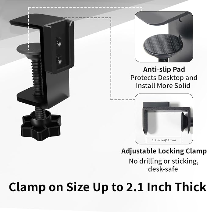 OOKUU 3-in-1 Desk Organizer - Large Desk Cup Holder Clamp, Pencil Holder and Phone Stand - Detachable Anti-Spill Table Cup Holder, Office & PC Gaming Desk Accessories for Cup, Phone and Pen (Black) - Image 5