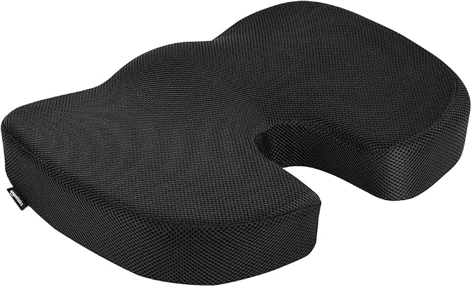 Amazon Basics Comfortable Seat Cushion for Office Chairs, Enhanced Memory Foam with Cooling Gel, Non-Slip, Long Sitting Support, Black by AmazonBasics