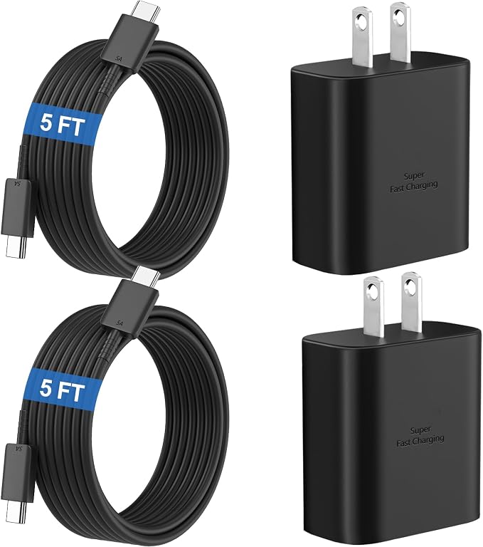 45W Super Fast Charger USB C Android Phone Type C Charger Fast Charging Block with 5FT Cord for Samsung Galaxy S26/S26 Ultra/S26+/S25 Ultra/S25/S24 Ultra/S24/S23 Ultra/S22/S21/S20/Note 10, Black by Ubearkk