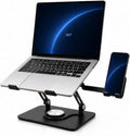 2-in-1 Laptop Stand with Phone Holder, 360° Swivel Laptop Riser for Desk | Fits 10-16 Inch Laptops, Height and Angle Adjustment, Carbon Steel Frame, Silicone Contact Pads, Fold-Flat Storage, 1 Pack by KYQEE